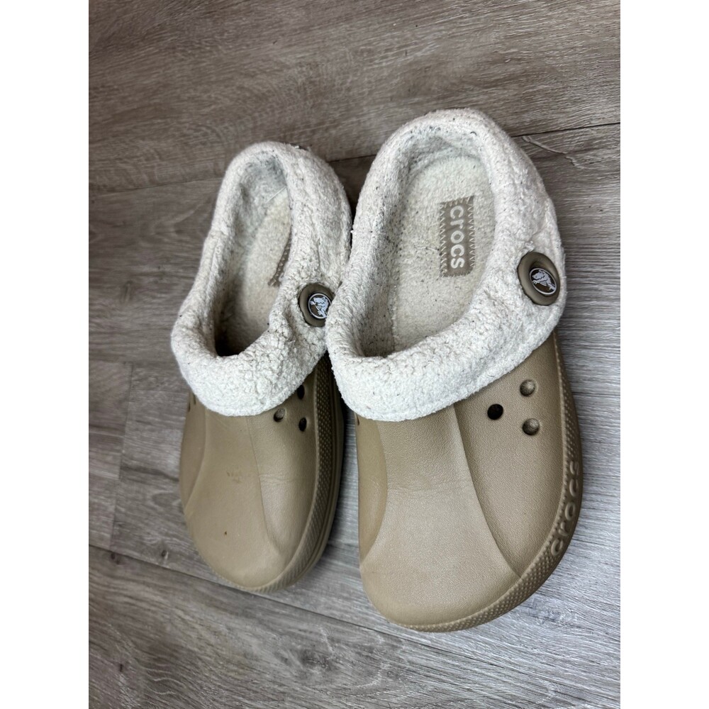 Crocs Mammoth Adult Fleece Lined Clogs Khaki Beige Men’s 6 Women’s 8 - Picture 2 of 5